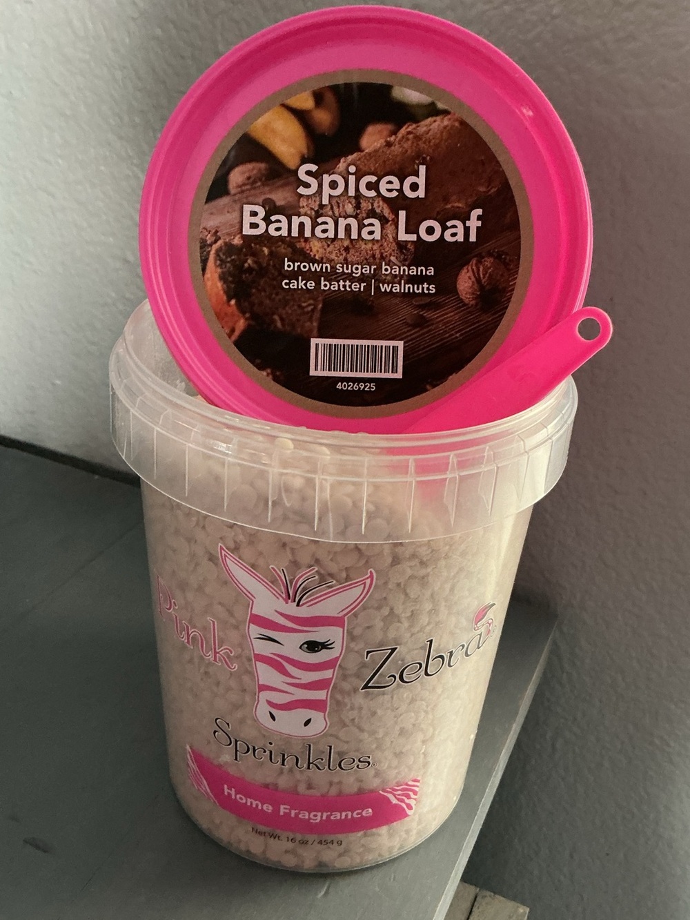 Spiced Banana Loaf Pink Zebra Wax Melts in a 4 oz blend bag